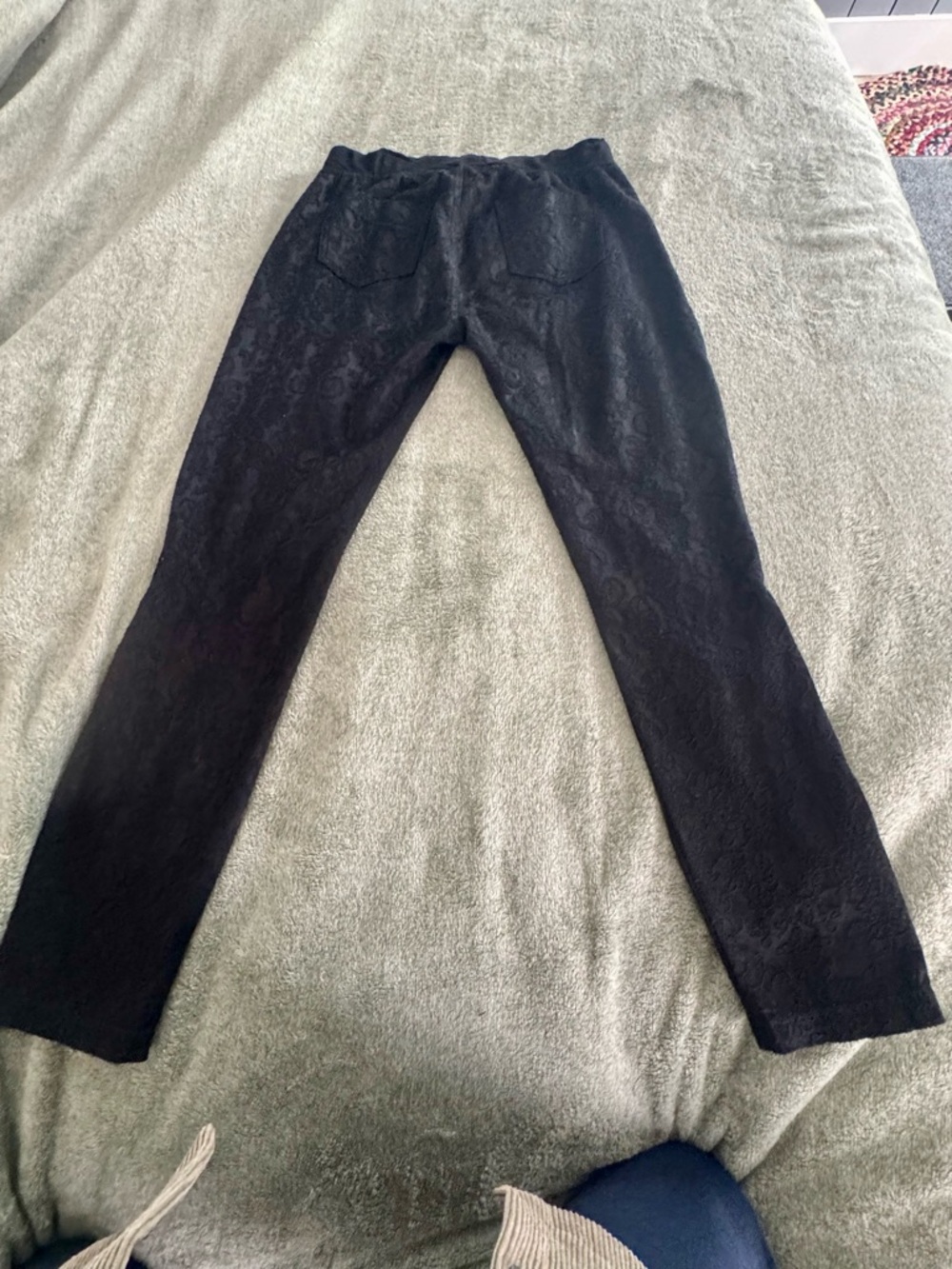 XCVI Black Textured Leggings/Pants with Button Feature